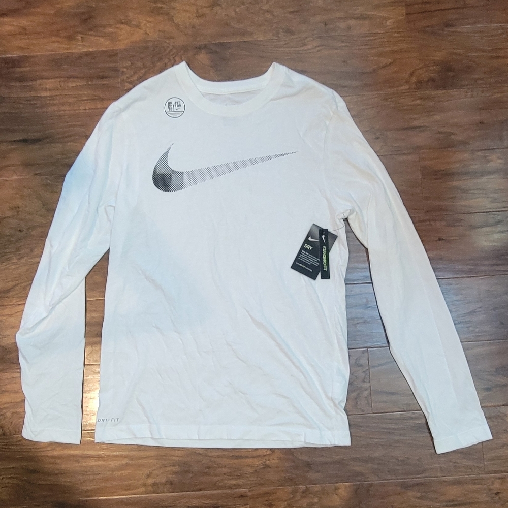 Nike Men's Brand New With Tags Long Sleeved Dri-Fit White Size Small Shirt